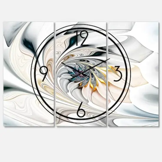 Designart White Stained Glass Floral Art Modern Multipanel Wall Clock {1}