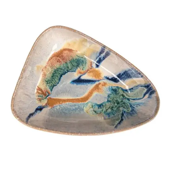 Hello Honey® 7.5" Multicolor Triangular Abstract Stoneware Bowl {6}