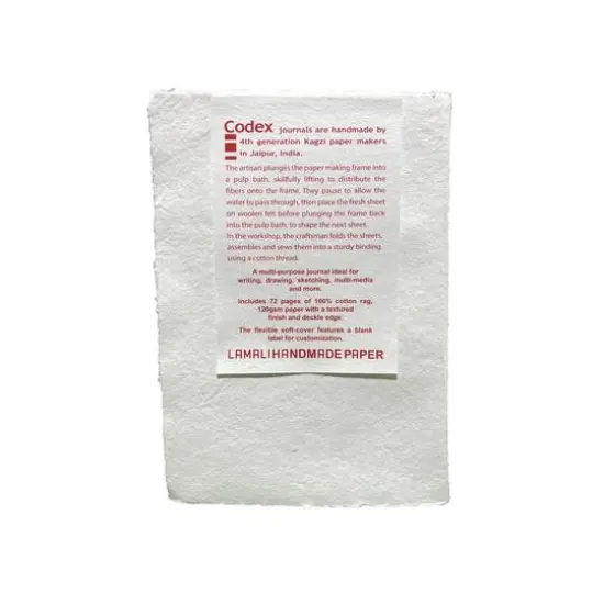 Lama Li Codex Soft Cover Handmade Journal, 5.9" x 8.3" Pure White Cotton {6}