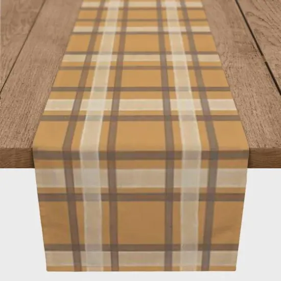 72'' Orange Multi Plaid Cotton Twill Runner {1}