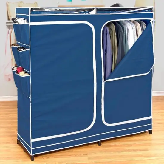 Simplify 5ft. Blue Portable Closet with Shoe Organizer {1}