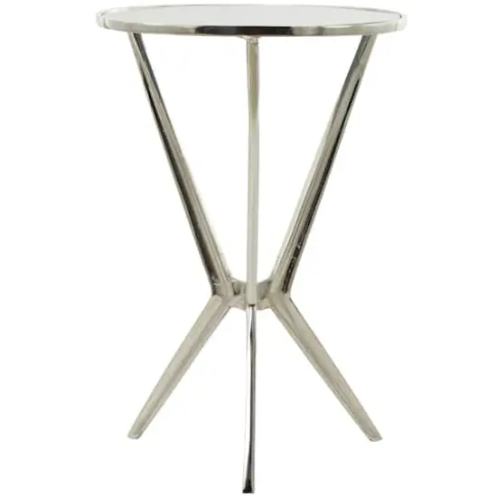 Silver Aluminum Hourglass Shaped Stand Accent Table with Clear Glass Top 16" x 16" x 24" {5}