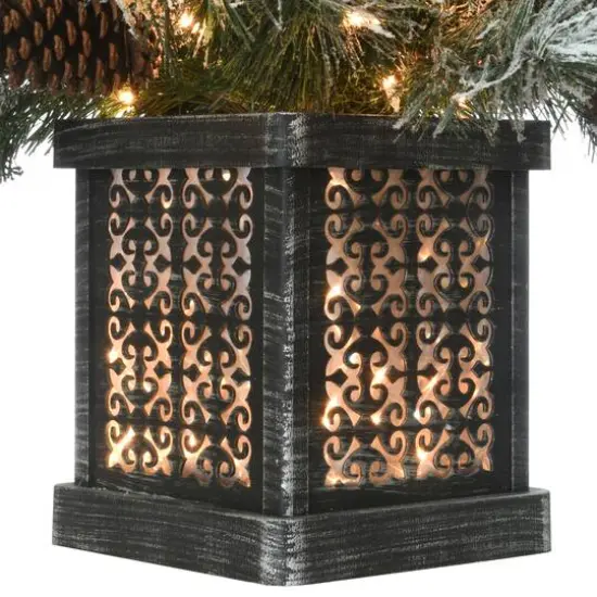 4ft. Pre-Lit Snowy Bedford Pine Entrance Artificial Christmas Tree, Clear Lights {6}