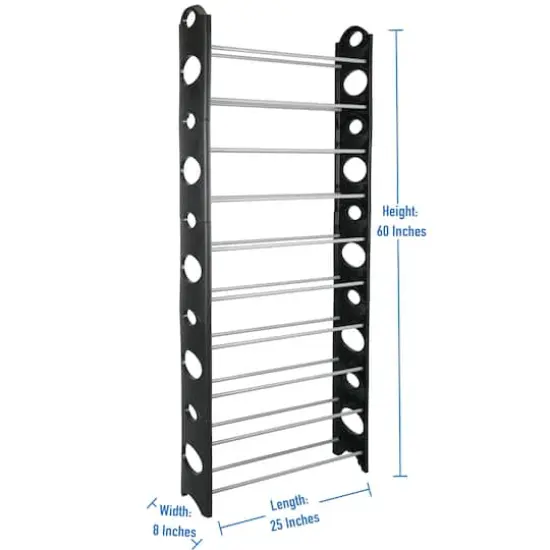 Simplify Black 30 Pair Stackable Shoe Rack {4}