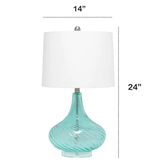 Lalia Home Classix 24" Blue Wavy Colored Glass Table Lamp {4}
