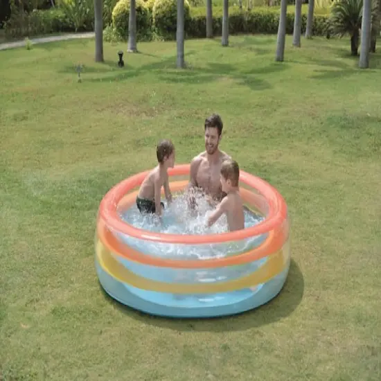 Pool Central&reg; 6ft. Inflatable Multicolor 3 Ring Transparent Swimming Pool {4}