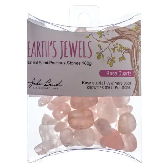 John Bead Earth's Jewels Natural Stone Bead Assortment, 100g Rose Quartz {3}