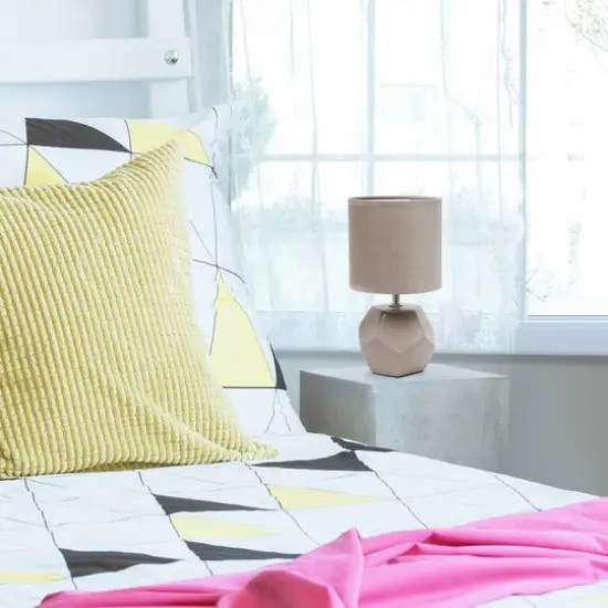 Simple Designs Round Prism Mini Table Lamp Gray {4}