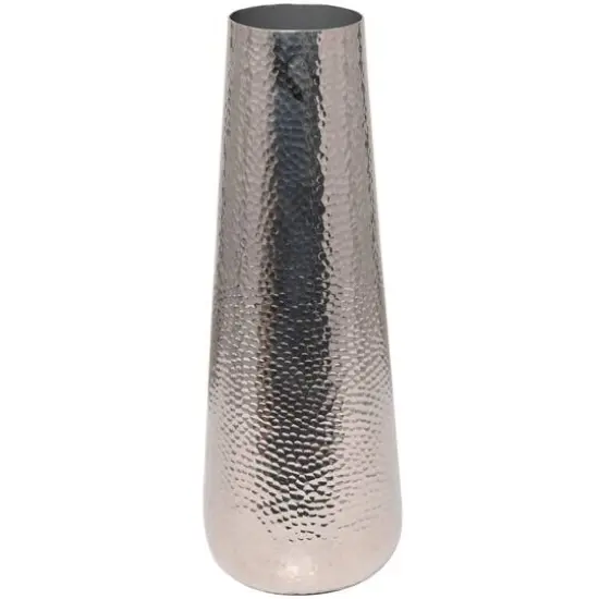 25" Silver Aluminum Tall Hammered Vase {5}