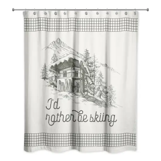 Rather Be Skiing Cabin Shower Curtain {1}