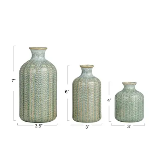 Hello Honey&reg; Gray, Green & Natural Stoneware Vase Set {11}