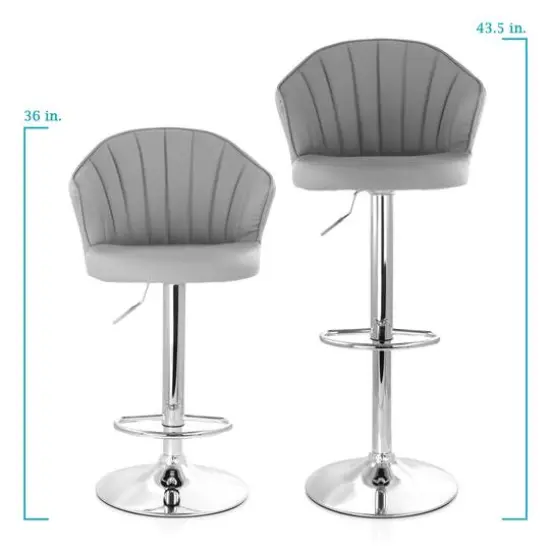 Elama Dark Gray Shell Faux Leather Bar Stool, 2ct. {11}