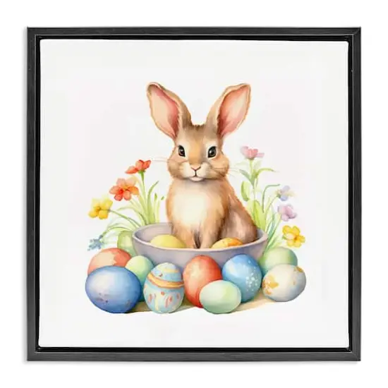 Stupell Industries Easter Bunny & Eggs Floater Framed Art Black {1}