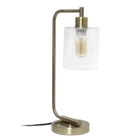 Lalia Home 18.8" Antique Brass Modern Iron Desk Lamp with Glass Shade {1}