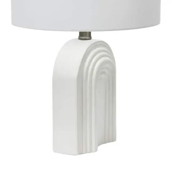 Hello Honey&reg; 19" Carved Arch Stoneware Table Lamp with Linen Drum Shade White {5}
