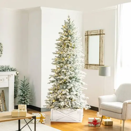 Glitzhome&reg; 26" Washed White Wooden Tree Collar {7}