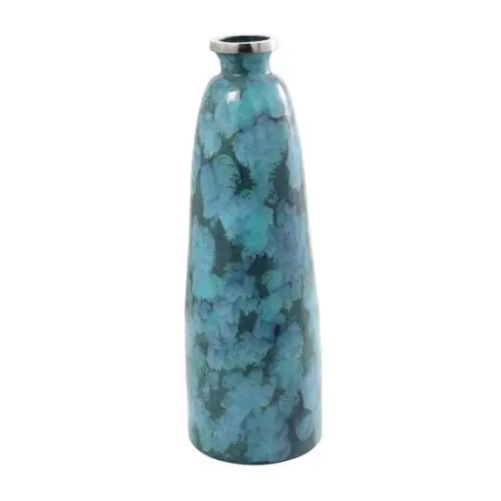 30" Teal Glass Handmade Vase {6}
