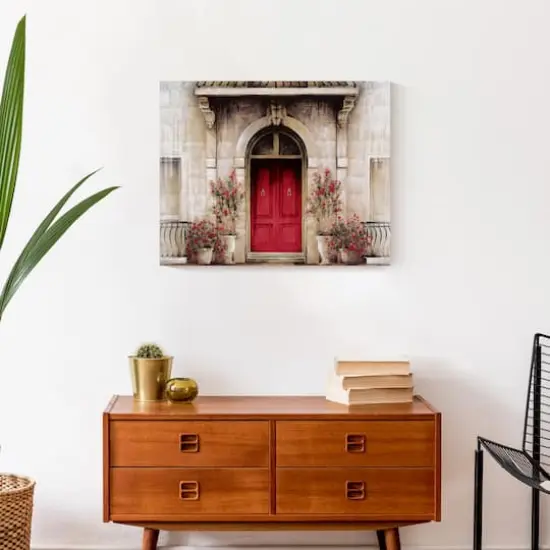 Red Door Tuscan Scene Canvas Wall Art {5}