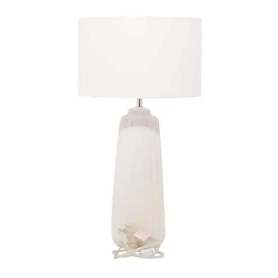 24" White Stone Traditional Table Lamp {8}