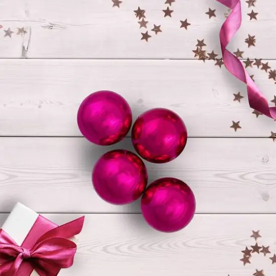 60ct Shiny Pink Magenta Shatterproof Ball Ornaments {4}
