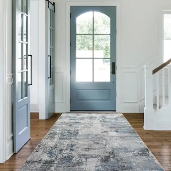 Glitzhome&reg; 5ft. x 8ft. Blue, Ivory & Tan Abstract Area Rug {3}