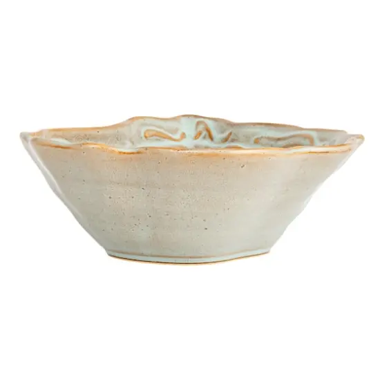 Hello Honey&reg; 11.5" Tan & Blue Oyster Shaped Stoneware Bowl {8}