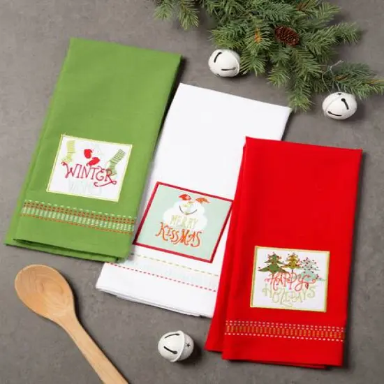 DII&reg; Cozy Christmas Embellished Dishtowel Set {12}