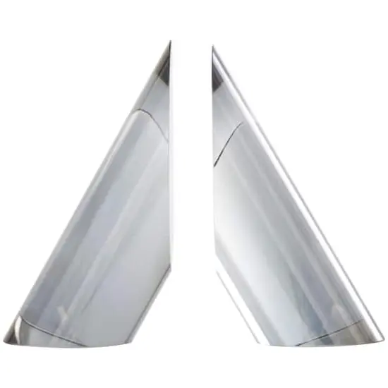 7" Silver Crystal Geometric Pyramid Shaped Bookends Set {5}