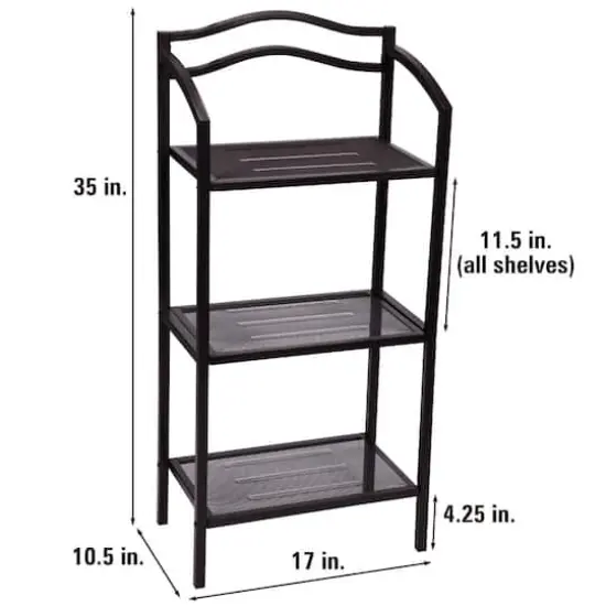 Household Essentials 3-Tier Metal Bathroom Storage Shelf Brown {5}