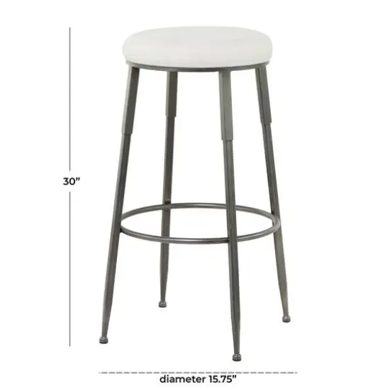30" Gray Metal Industrial Counter Stool {7}