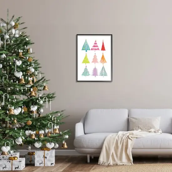 Stupell Industries Varied Fun Christmas Trees Framed Giclee Art Black {3}