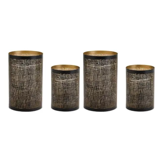 Abstract Punched Metal Candle Holder Set {7}