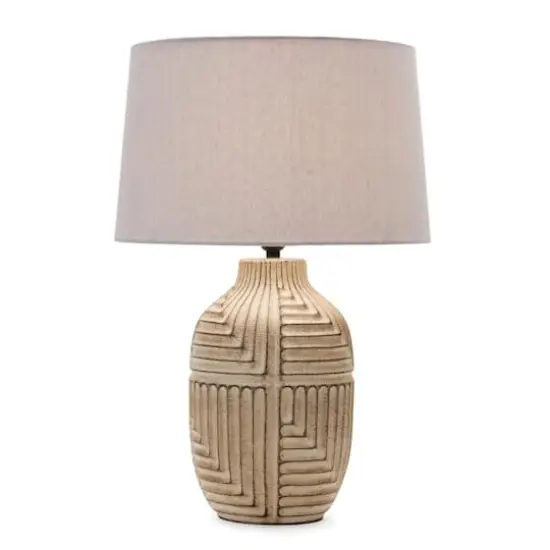 24" Ceramic & Linen Table Lamp {1}