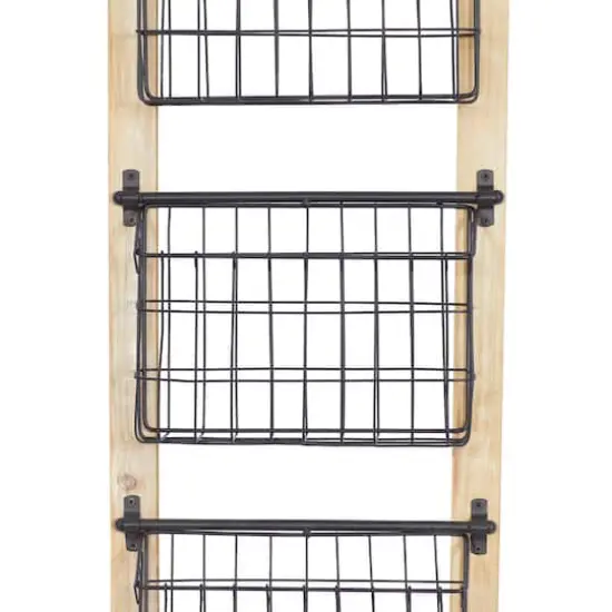 34" Black Metal Farmhouse Magazine Rack {5}