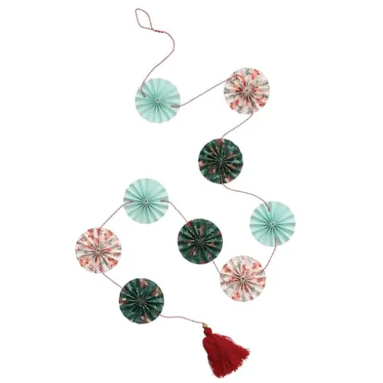 Hello Honey&reg; 5ft. Multicolor Handmade Recycled Paper Fan Garland with Cotton Tassel {1}
