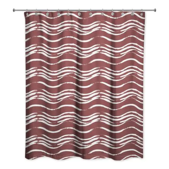 Waves Shower Curtain Maroon {3}