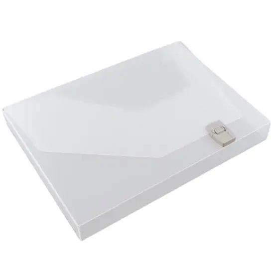 JAM Paper Plastic Box Portfolio with Side Buckle 9.75" x 13.5" Clear {6}