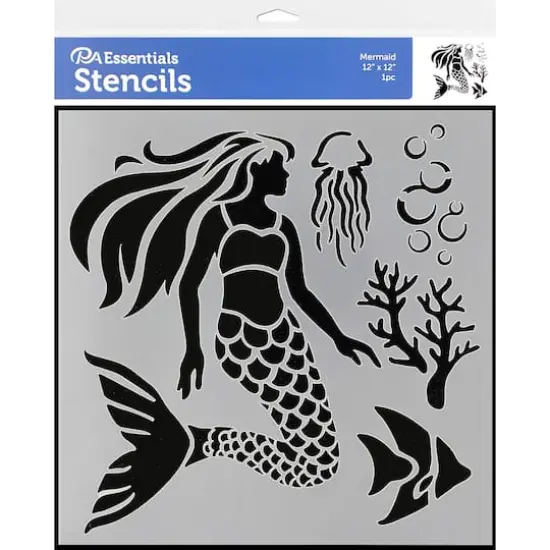 PA Essentials Mermaid Stencil, 12" x 12" {1}