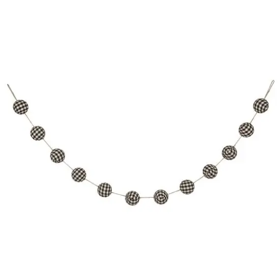 Glitzhome&reg; 6ft. Black & White Plaid Fabric Garland {1}