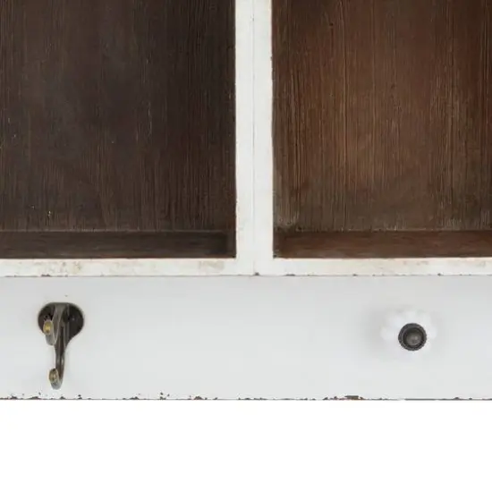 White MDF Modern Farmhouse Wall Shelf, 19" x 33" x 5" {4}