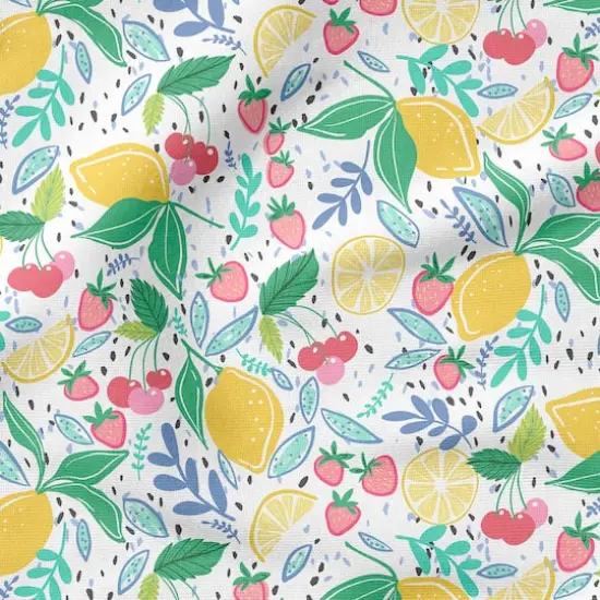 Fabric Editions White Mixed Fruits Cotton Fabric {5}