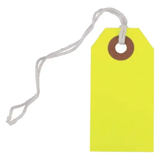 JAM Paper Tiny Gift Tags with String, 100ct. Neon Yellow {1}