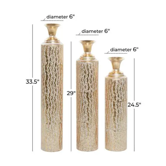 Gold Metal Glam Vase Set {7}