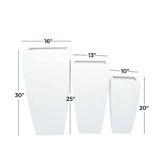 White Modern Planter, Set of 3" 30", 25", 20" {8}