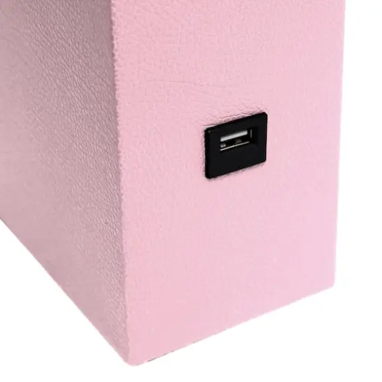 Lalia Home Lexington 21" Leather Table Lamp with USB Charging Port Pink {9}