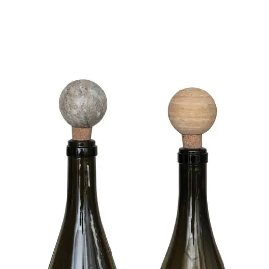 Hello Honey&reg; 2" Round Marble & Cork Bottle Stopper Set {5}