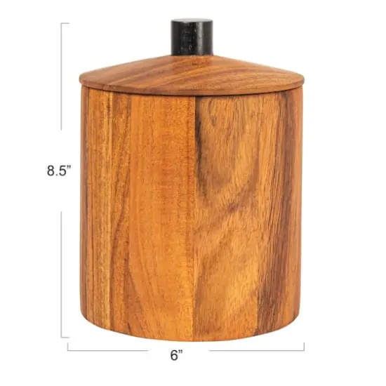 Hello Honey&reg; 8.5" Natural Round Acacia Wood Canister with Handle {13}