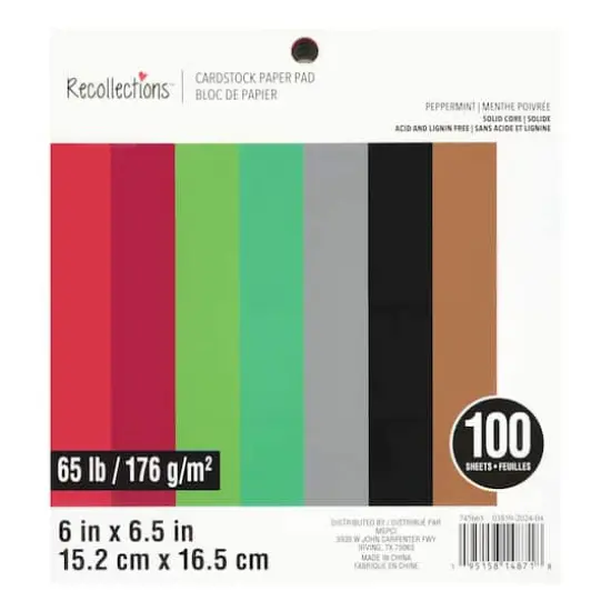 6" x 6.5" Peppermint 65lb. Cardstock Paper Pad by Recollections&trade;, 100 Sheets {1}