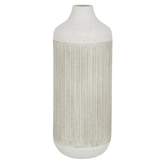 White Metal Contemporary Style Vase, 17" x 7" x 7" {1}
