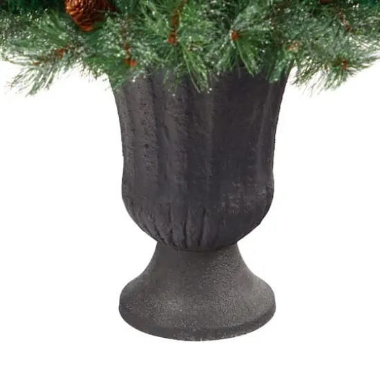 50" Unlit Snowed French Alps Mountain Pine Artificial Christmas Tree In Charcoal Planter {5}